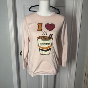 Maruchan I Love Ramen‎ Graphic Long Sleeve Tee – Pink – Youth Large (10/12)